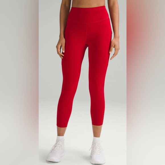lululemon athletica Pants - Lululemon Fast and Free High-Rise Crop 23" Pockets *Updated Dark Red Sz 8